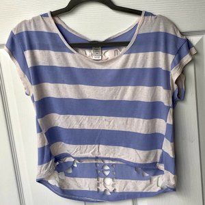 Charlotte Russe Striped Cut-Out Back Crop Top